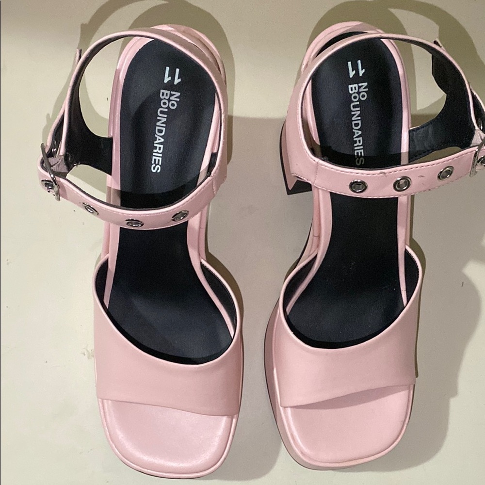 No Boundaries Pink Heeled Sandals with Ankle Strap